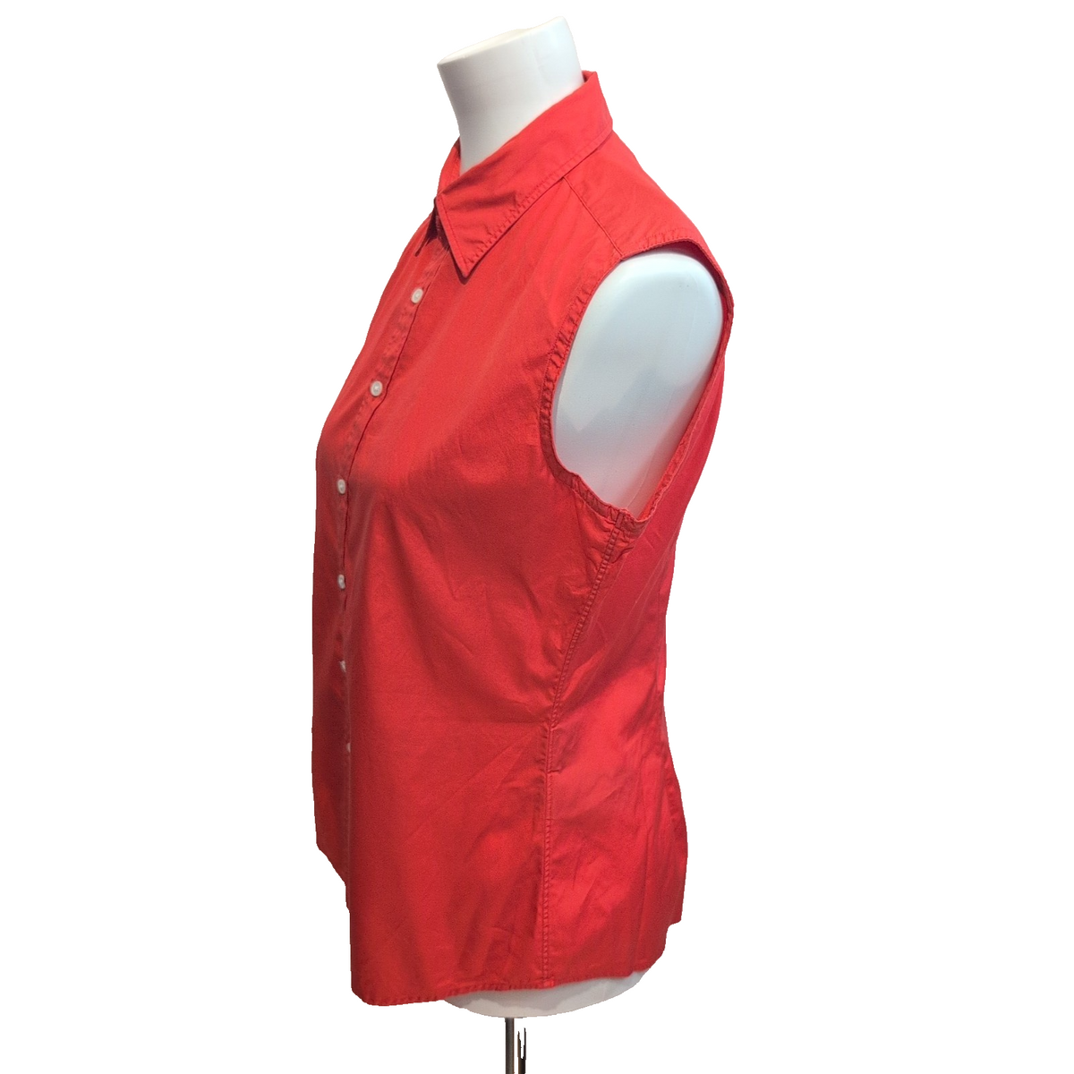 Chemise Ralph Lauren Femme M 10 Rouge Sans Manches Skinny Fit 100% Coton