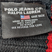 Écharpe Polo Ralph Lauren Vintage 100% Coton Drapeau Américain Noir Rouge 2m