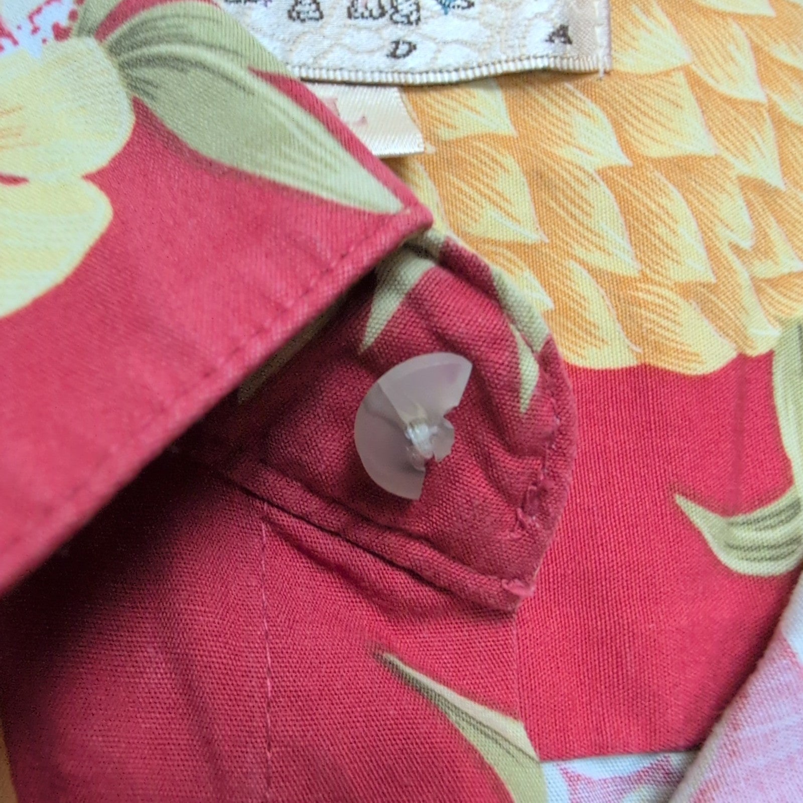 Chemise Hawaïenne Campia Moda L Ananas Cocktails Rouge 100% Coton Corée