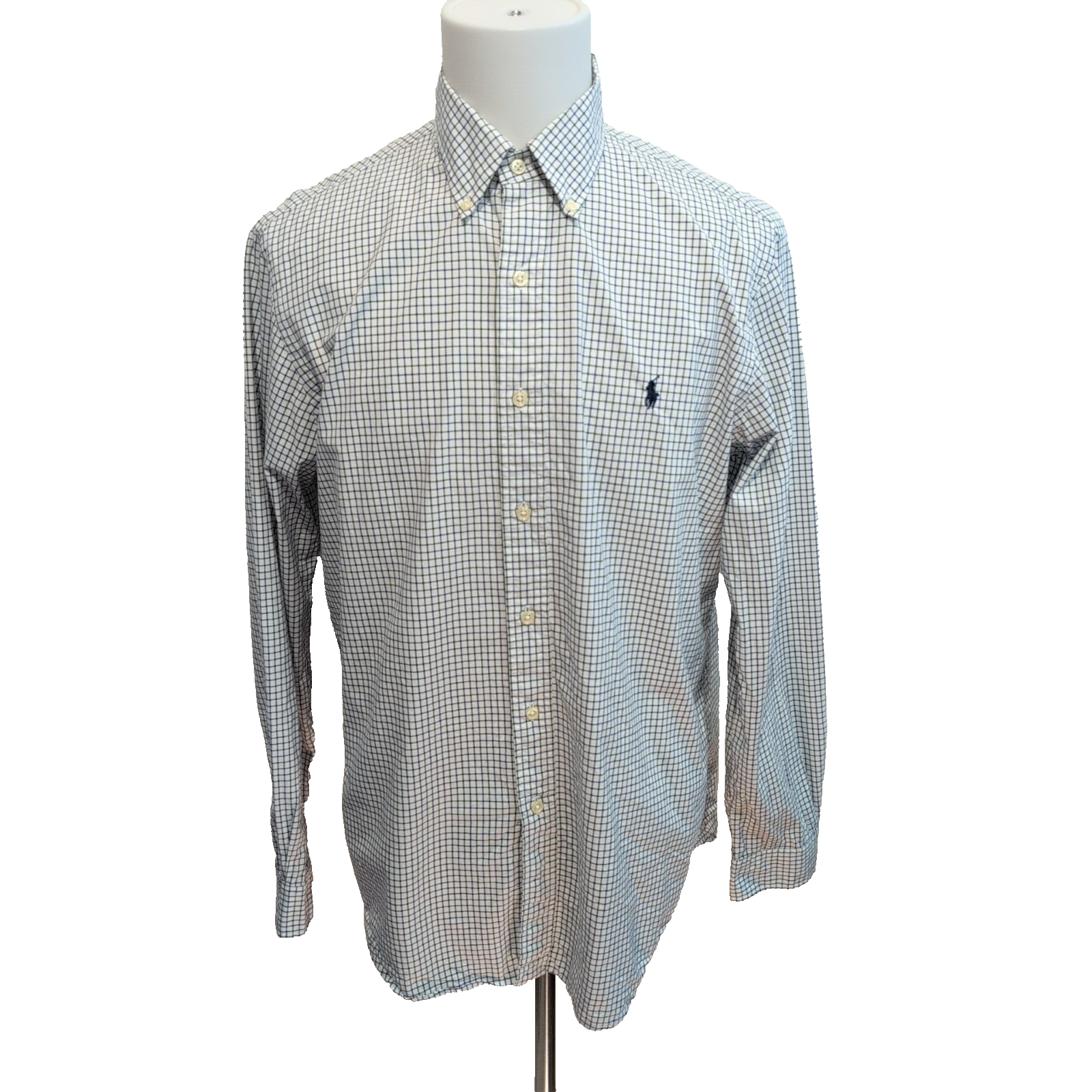Chemise Ralph Lauren L Carreaux Bleu Vert Logo Bleu Marine Coton