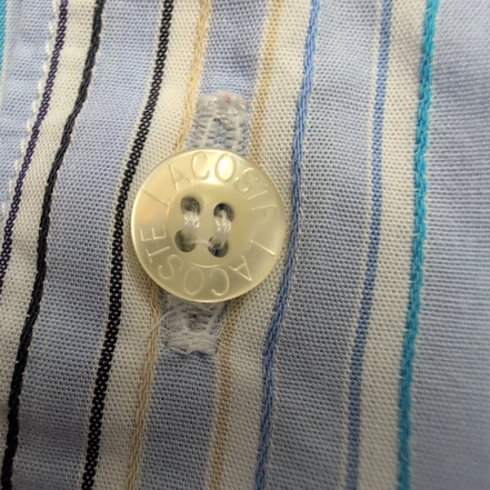 Chemise Lacoste Bleue À Rayures Taille 38 S Manches Longues