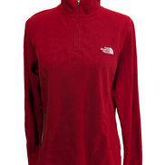 Pull Polaire Femme The North Face TKA 100 Rouge Col Zippé - Taille L