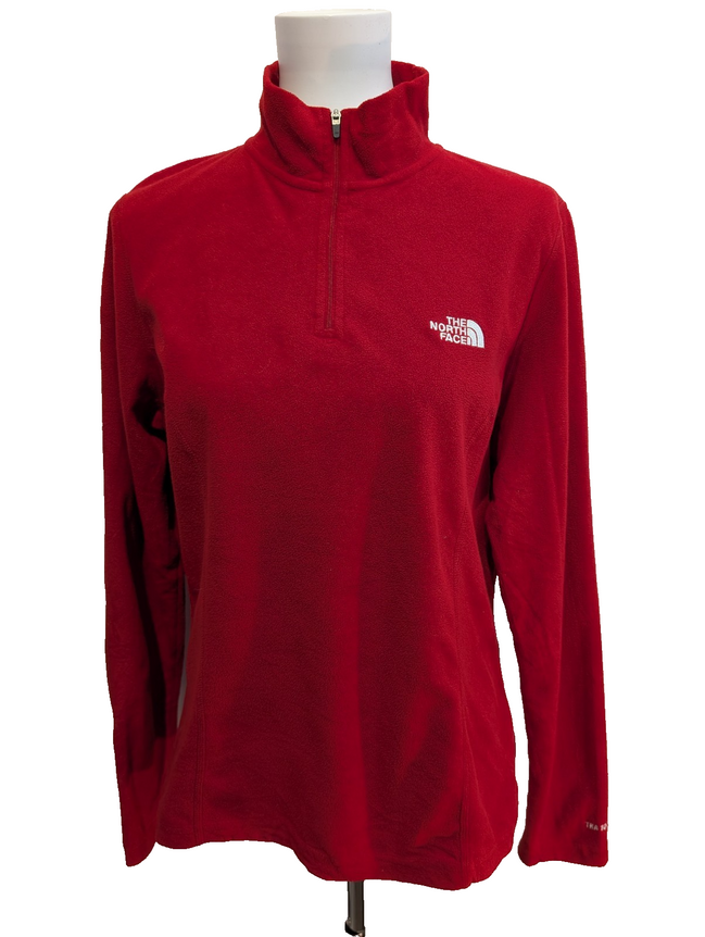 Pull Polaire Femme The North Face TKA 100 Rouge Col Zippé - Taille L
