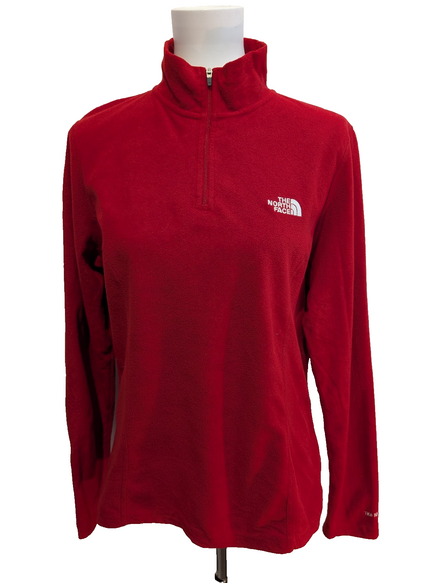 Pull Polaire Femme The North Face TKA 100 Rouge Col Zippé - Taille L