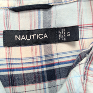 Chemise Nautica Lin Bleu À Carreaux Manche Courte Taille S