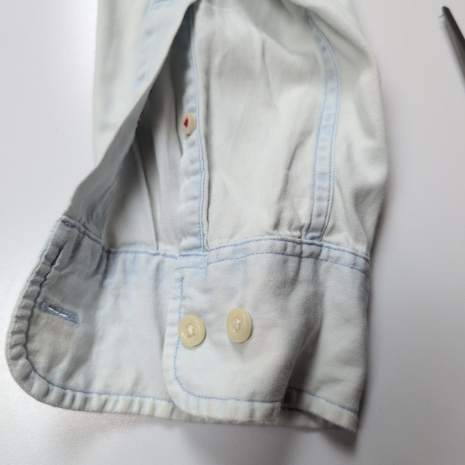 Chemise Tommy Hilfiger Homme Taille M Custom Fit Bleu Indigo Effet Jean Coton