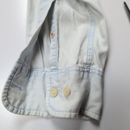 Chemise Tommy Hilfiger Homme Taille M Custom Fit Bleu Indigo Effet Jean Coton