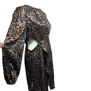 Robe Emilie.K Diane M Manches Longues Léopard Noir Doré Neuve Étiquette