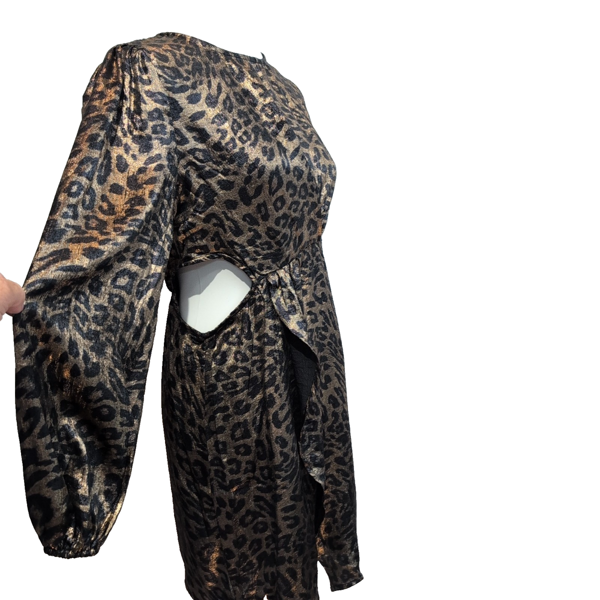 Robe Emilie.K Diane M Manches Longues Léopard Noir Doré Neuve Étiquette