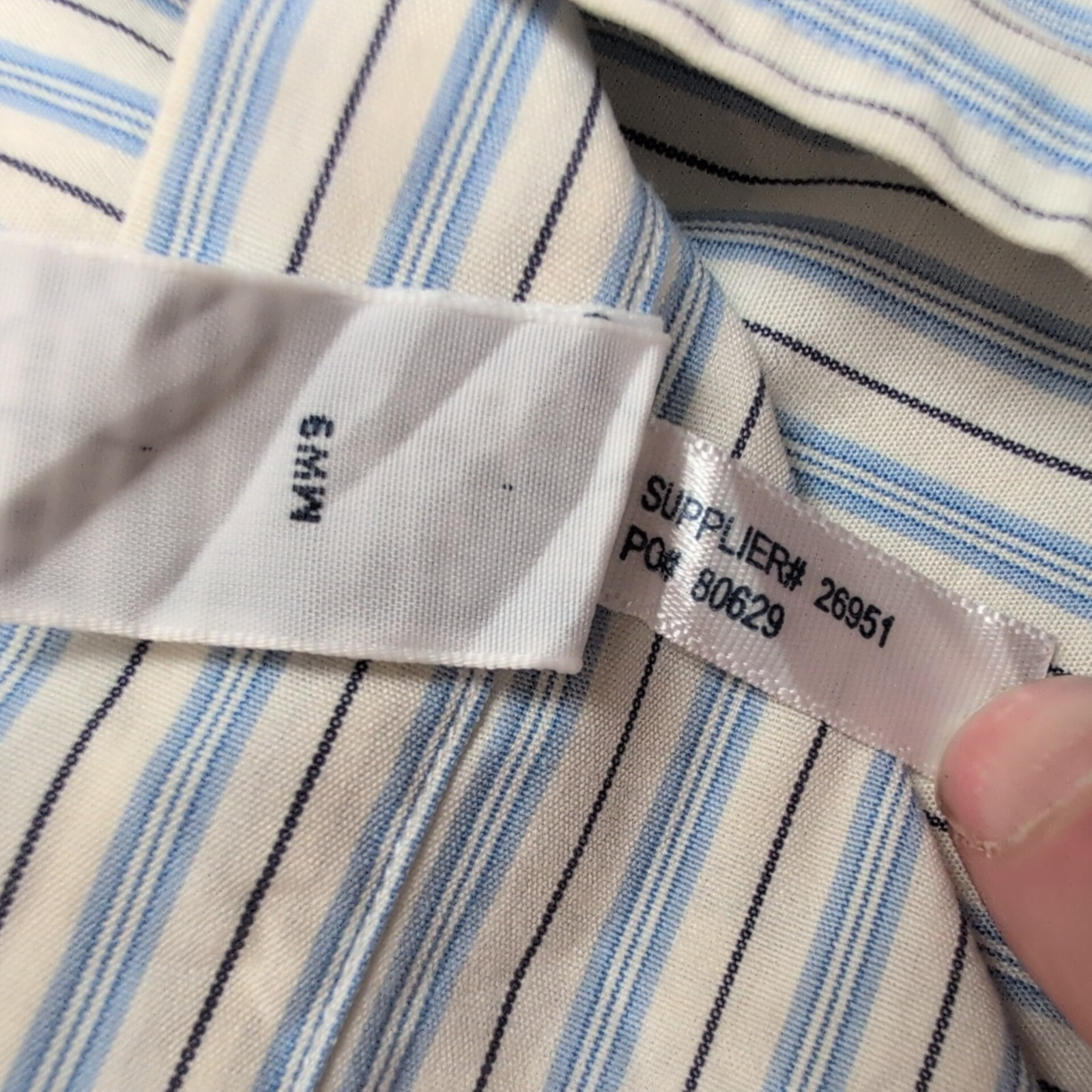 Chemise Ralph Lauren XXL Blanche Rayures Bleu Noir Logo Bleu Clair