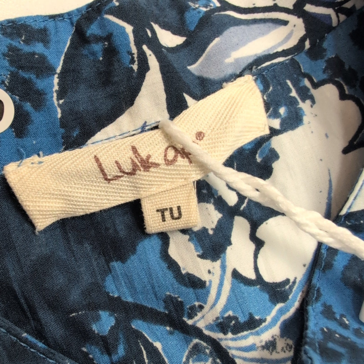 Robe Luk Ap L/XL Bleue Fleurie Coton Manches Courtes Neuve Étiquette