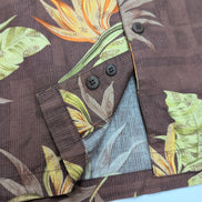 Chemise Hawaïenne Retreat S Coton Marron Feuillage Tropical manches courtes