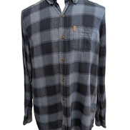 🧣 CHEMISE FLANELLE PERFORMANCE CHAPS L (G) CARREAUX BLEU 2 TONS LOGO CUIR