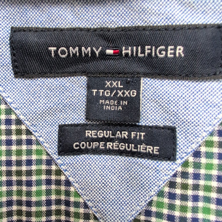 Chemise Tommy Hilfiger Verte À Petits Carreaux Regular Fit Taille XXL