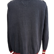 Pull Tommy Hilfiger Vintage Bleu Marine Col V Maille Côtelée - Taille XL