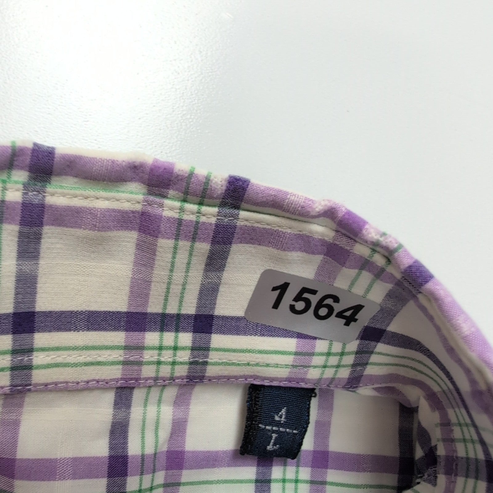 Chemise BURBERRY Violet Carreaux Taille L 100% Coton Logo Brodé manches courtes