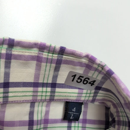 Chemise BURBERRY Violet Carreaux Taille L 100% Coton Logo Brodé manches courtes