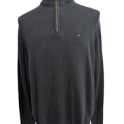 Pull col zippé Tommy Hilfiger vintage noir profond homme taille L/XL