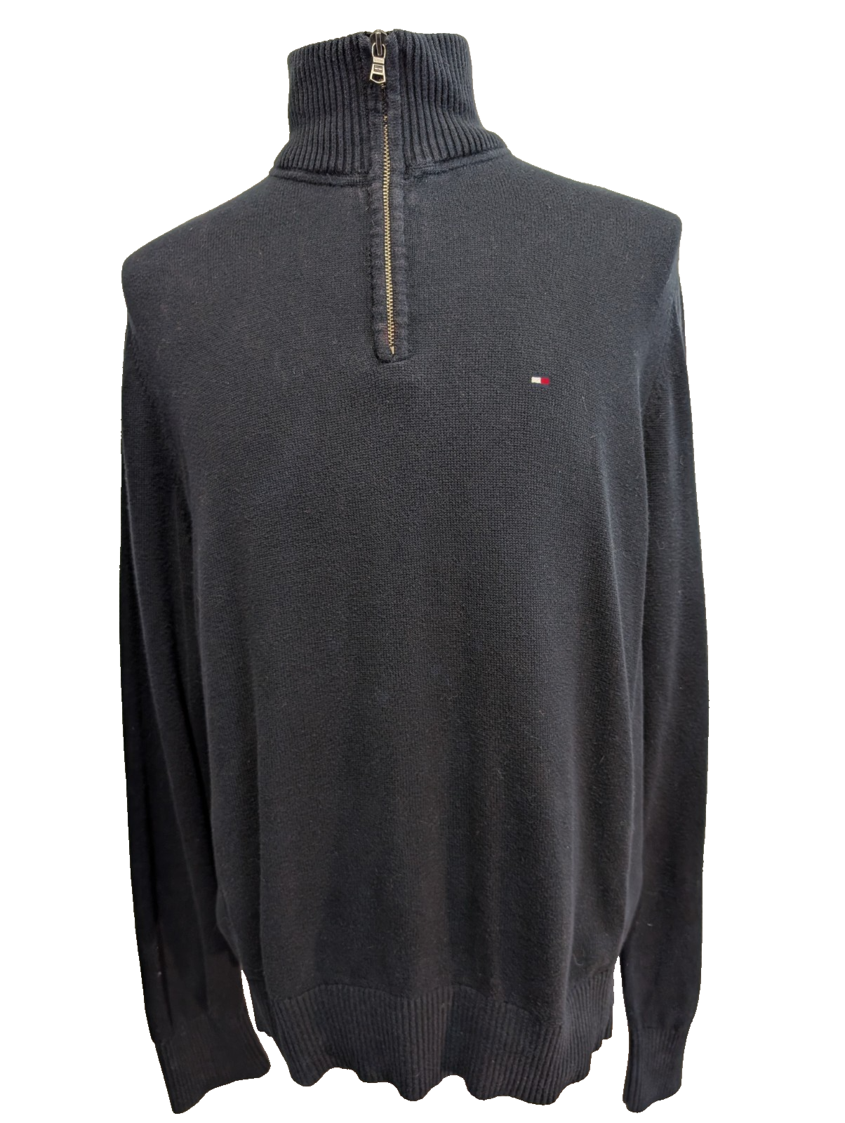 Pull col zippé Tommy Hilfiger vintage noir profond homme taille L/XL