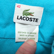 Chemise Lacoste 42 XL Bleu Ciel Uni 100% Coton Logo manches longues