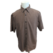 Chemise COLUMBIA Lin / Coton Homme L Marron Unie Manche Courte Poche