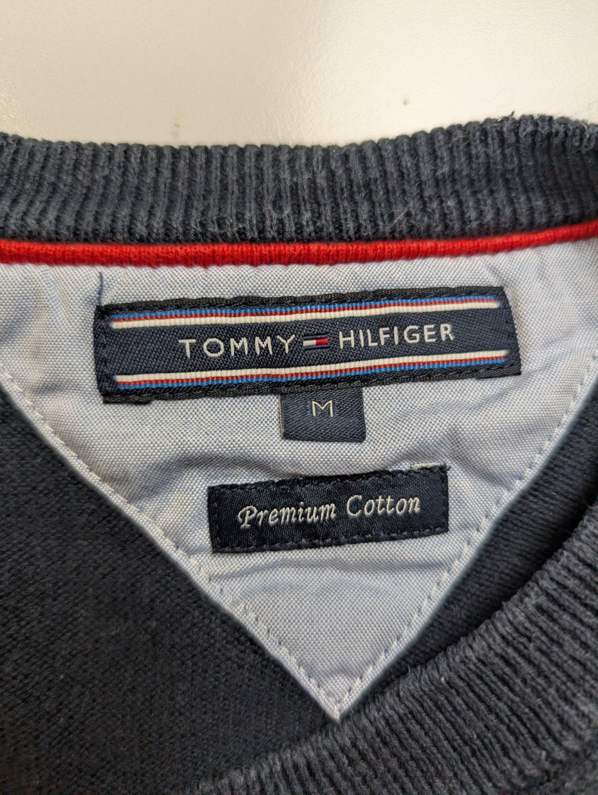 Pull Tommy Hilfiger - Col V - Bleu Marine - Premium Cotton - Taille M
