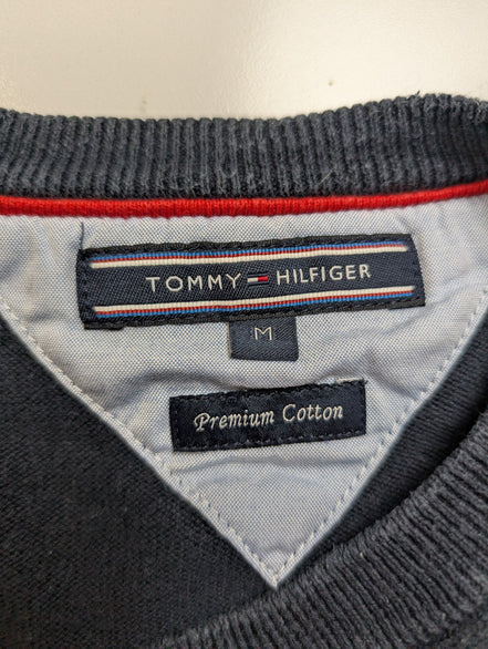 Pull Tommy Hilfiger - Col V - Bleu Marine - Premium Cotton - Taille M
