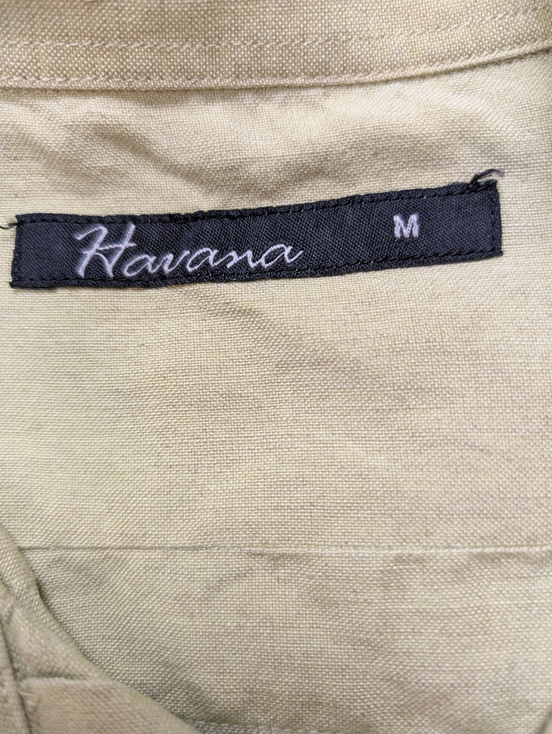 Chemise Hawaïenne HAVANA Vert Pâle Relief & 4 Poches - Taille M