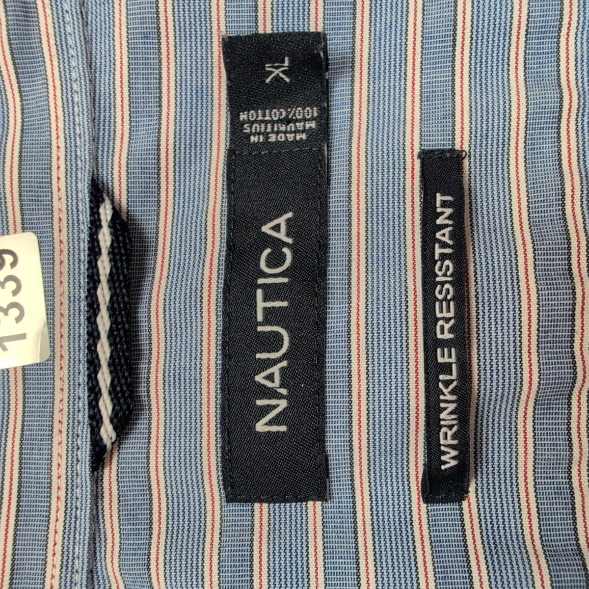 Chemise Nautica taille XL 100% coton made in moritus Bleu à Rayures longues mch