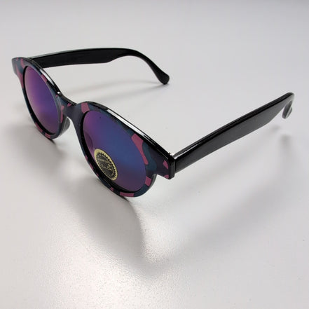 Lunettes de soleil Femmes Camouflage Multicolore Verres Ronds Iridium Y2K