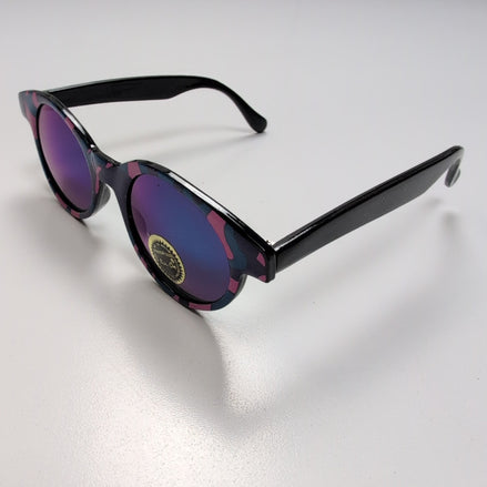 Lunettes de soleil Femmes Camouflage Multicolore Verres Ronds Iridium Y2K