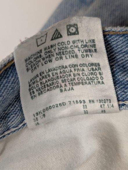 Jean Wrangler Relaxed Fit Bleu Clair W34 L32 Toile Épaisse Vintage Homme