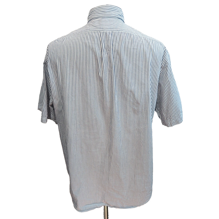 Chemise Ralph Lauren Blaire L Bleu Rayures Logo Rouge Poche manches courtes