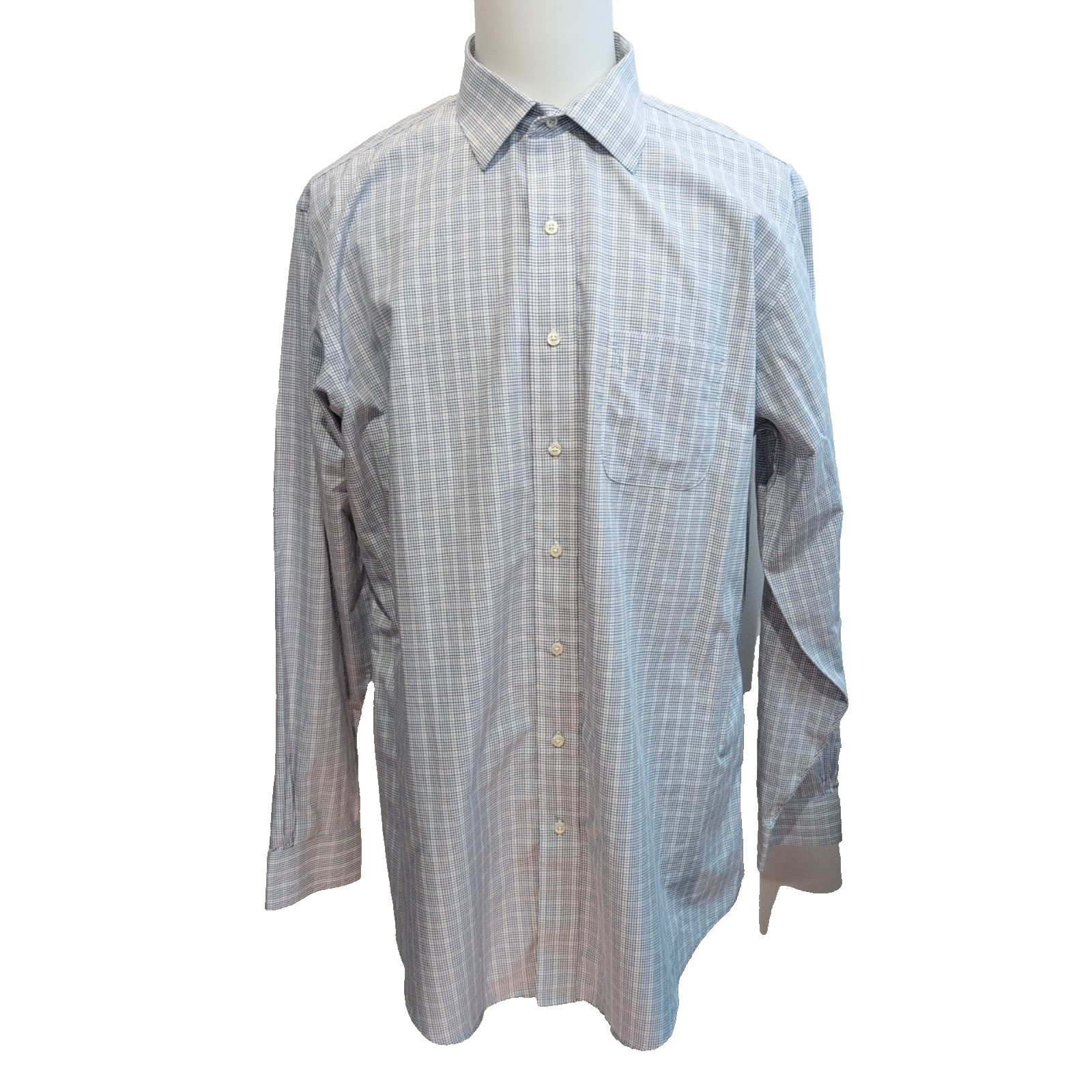 Chemise Brooks Brothers XL/XXL Bleu Carreaux 100% Coton manches longues