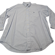 Chemise Ralph Lauren bleue petits carreaux logo marine taille XL #2444