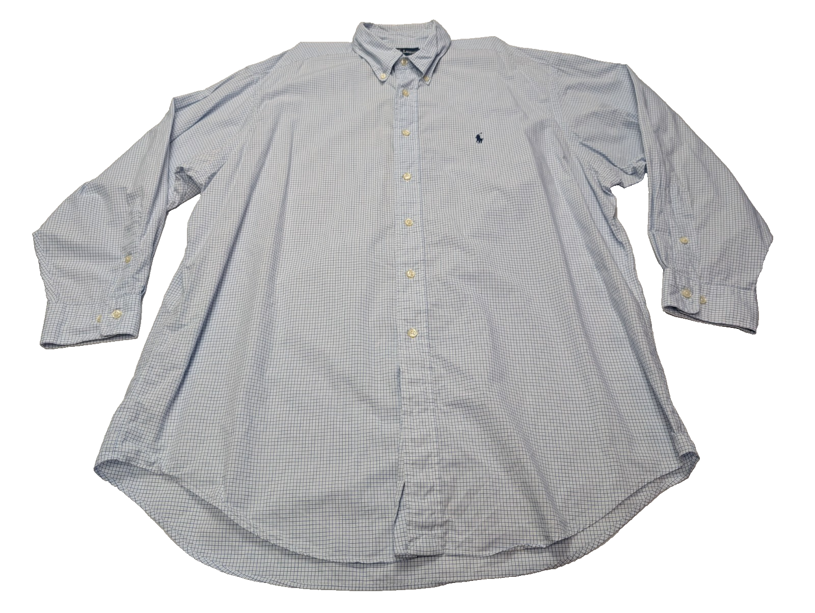 Chemise Ralph Lauren bleue petits carreaux logo marine taille XL #2444