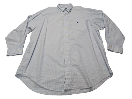 Chemise Ralph Lauren bleue petits carreaux logo marine taille XL #2444