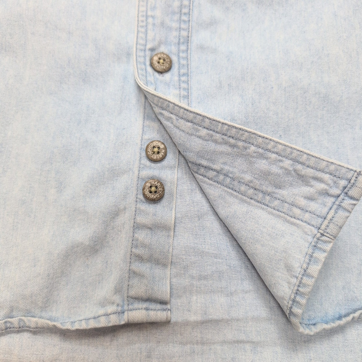 Chemise Harley Davidson Jean Bleu Clair L 100% Coton 2 Poches Texas HD