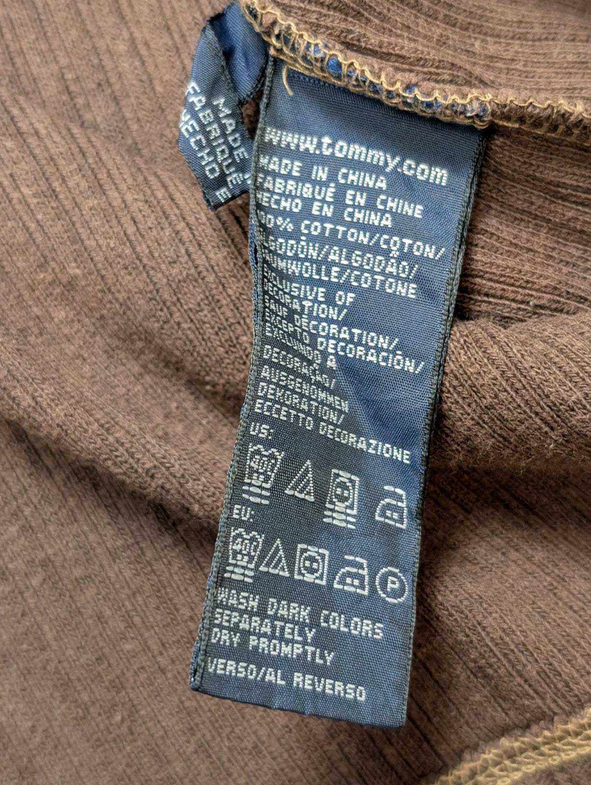 Pull Tommy Hilfiger Marron Texturé Gaufré & Côtelé - Taille L (M)