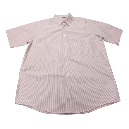 Chemise L.L Bean blanche et bordeaux à rayures manches courtes taille L #67e