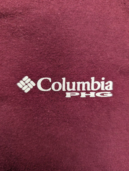 COLUMBIA PFG T-Shirt Homme L Bordeaux Pêche Logo Vintage Fishing Outdoor |101T