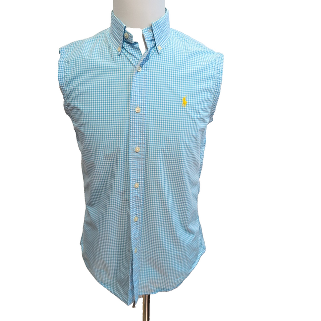 Chemise Polo Ralph Lauren Slim Fit S Sans Manches Bleu Turquoise