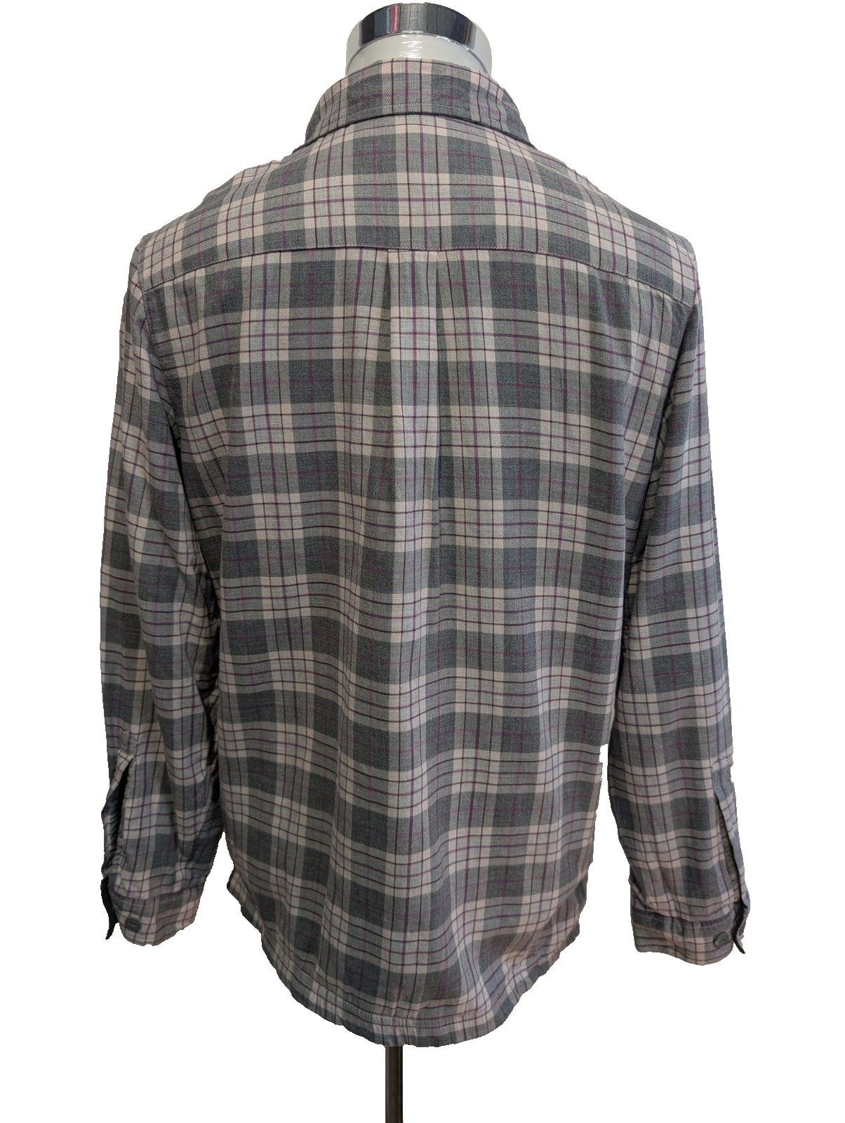 L.L.Bean Surchemise Veste Flanelle Carreaux Gris Violet Polaire Doublée M |252S