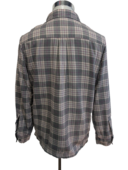 L.L.Bean Surchemise Veste Flanelle Carreaux Gris Violet Polaire Doublée M |252S