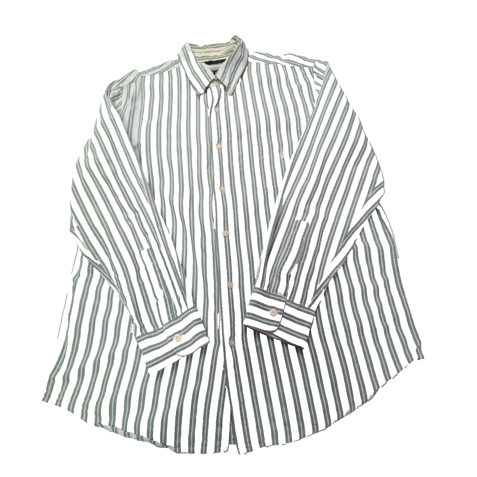 Chemise CHAPS blanche à rayures vertes taille L #57e