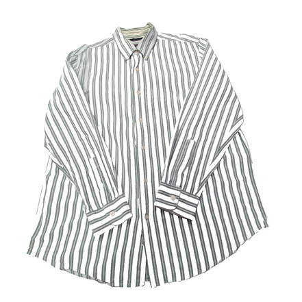 Chemise CHAPS blanche à rayures vertes taille L #57e