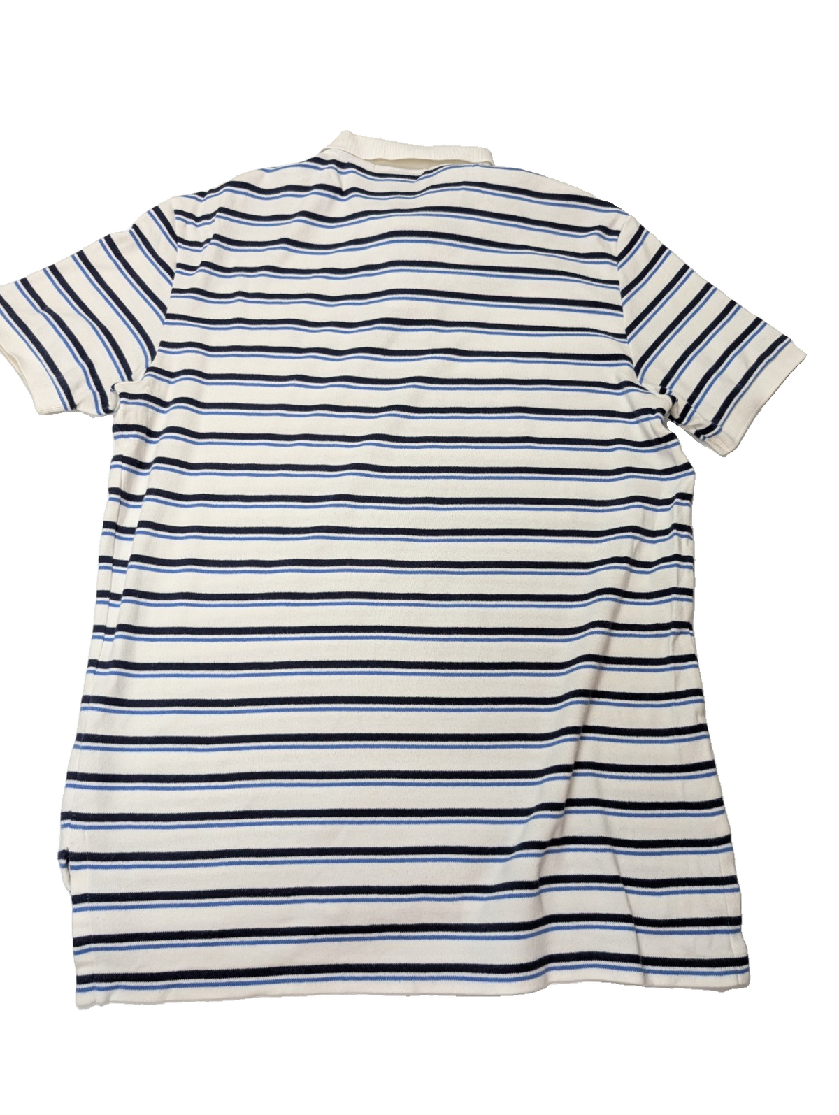 Polo manches courtes Polo Ralph Lauren M blanc rayures bleu marine logo bleu