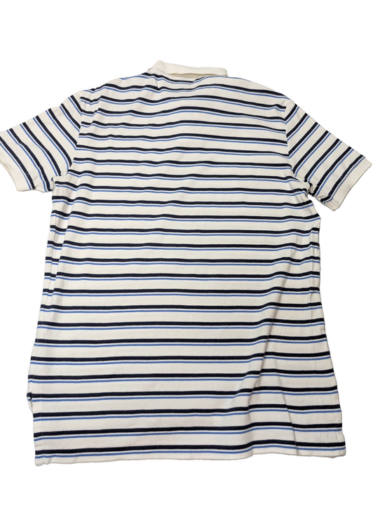 Polo manches courtes Polo Ralph Lauren M blanc rayures bleu marine logo bleu
