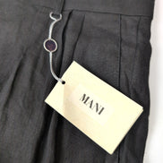 Pantalon Mani 100% Lin Noir Chino à Pinces Made in Italy Neuf W36