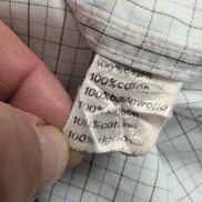 Chemise Lacoste M 40 Blanche Carreaux Bleus Vintage Logo Brodé Coton